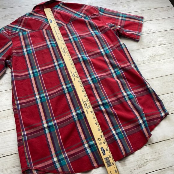 Wrangler Men's BIG & TALL Western Pearl Snap Button Short Sleeve Red Plaid 16.5 - Picture 7 of 8